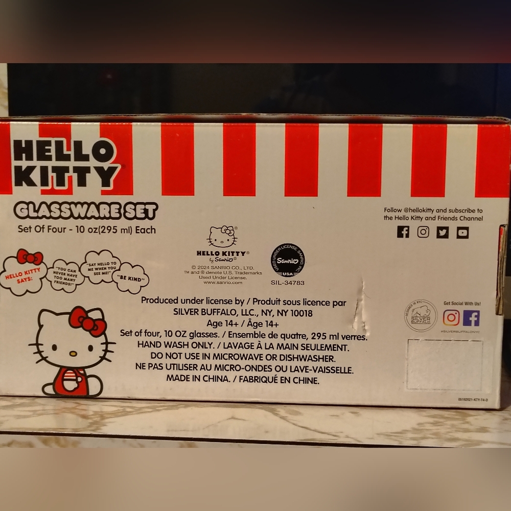 Sanrio Hello Kitty Glassware Set - Red, Pink, Blue - Picture 2 of 2